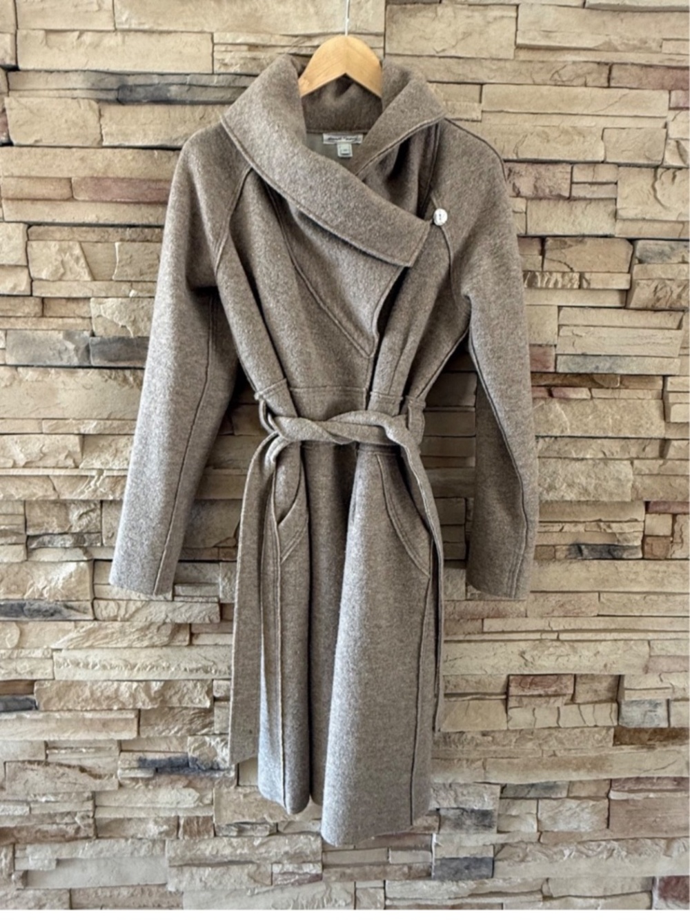 Stewart + Brown Tan Wool Coat Size M